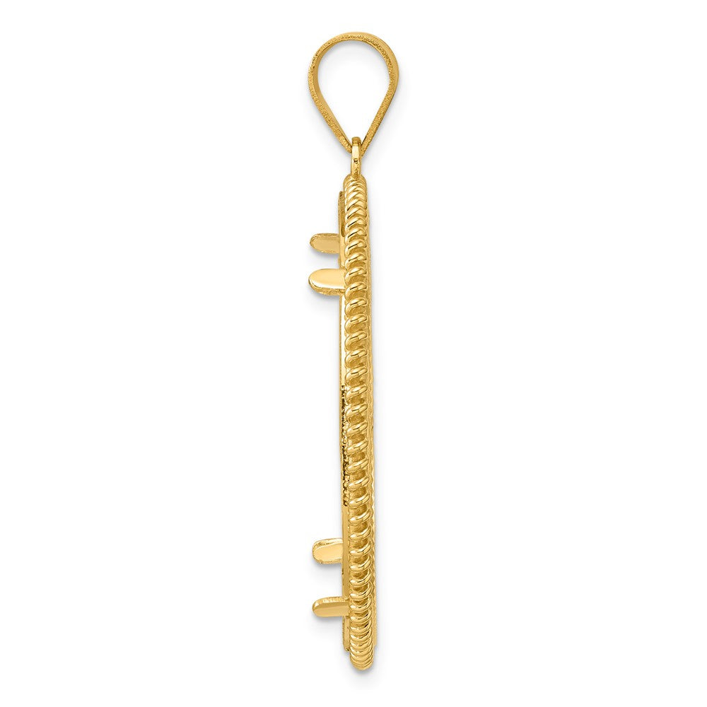 14k Diamond Cut Coil with 32.0mm Prong Coin Bezel Pendant