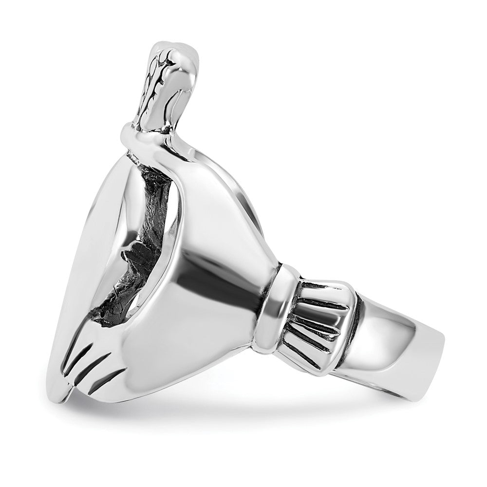 Sterling Silver Polished & Antiqued Claddagh Ring