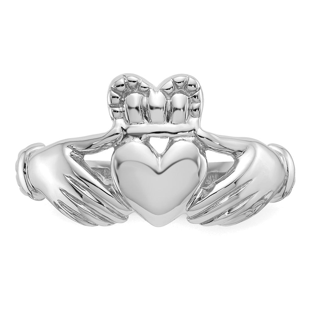 14k White Gold Men's Claddagh Ring Size 9