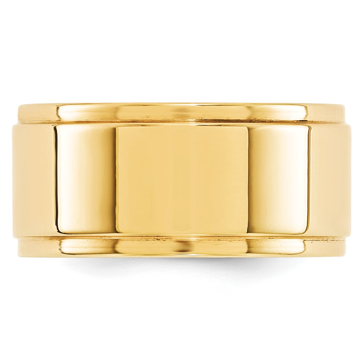 14k Yellow Gold 10mm Flat with Step Edge Wedding Band Size 10
