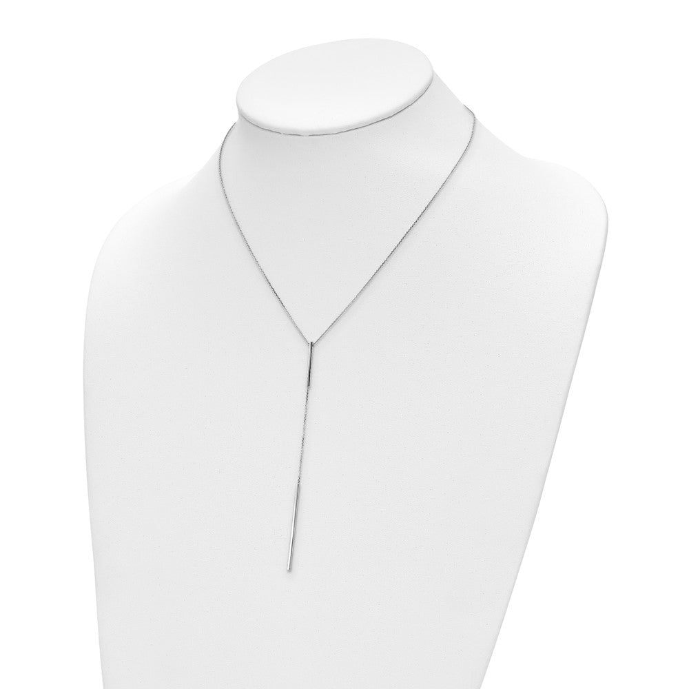 14K White Gold Polished Y-drop Bar w/ 1in ext. Necklace