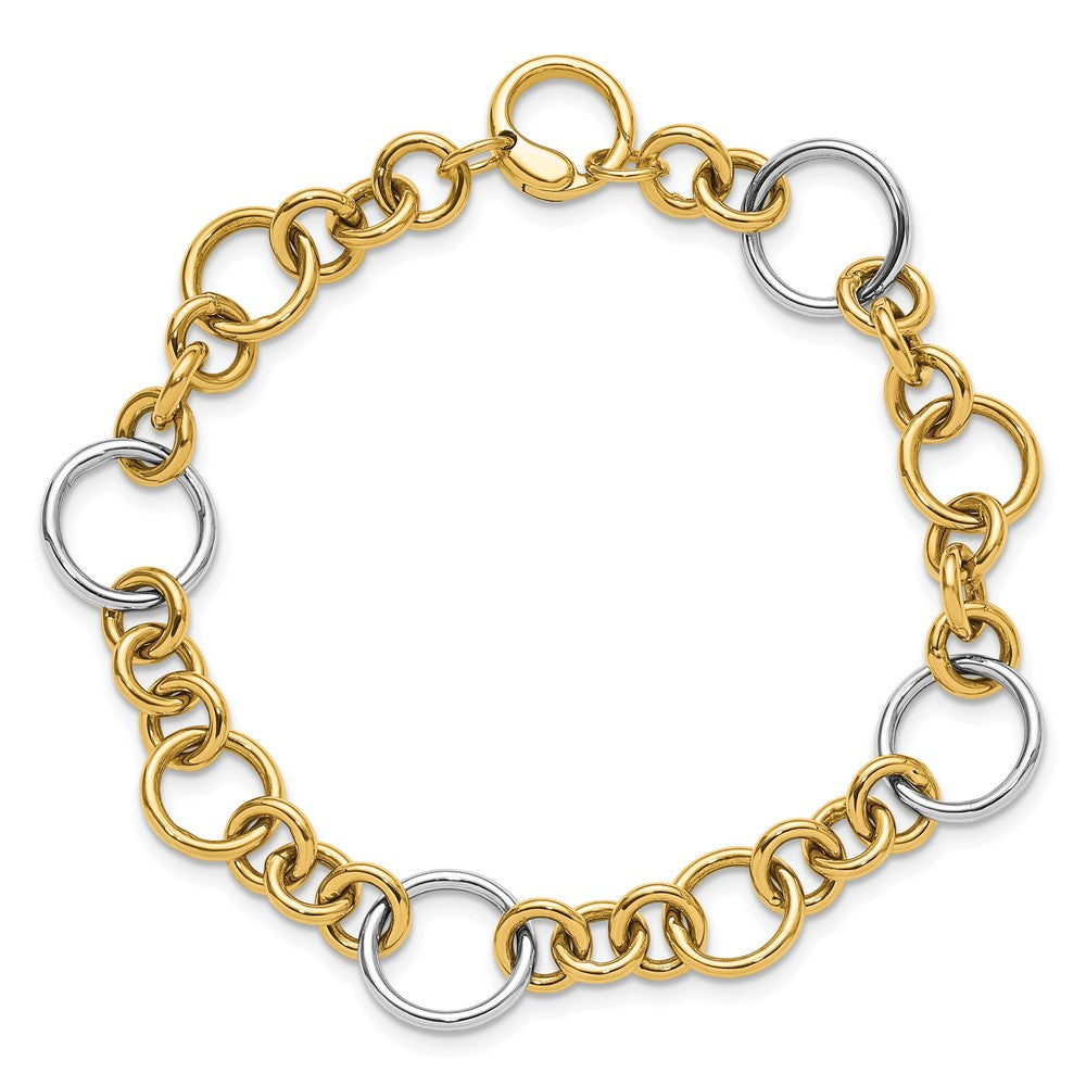 14K Two-Tone Polished Circle Links Bracelet 7.5  inches