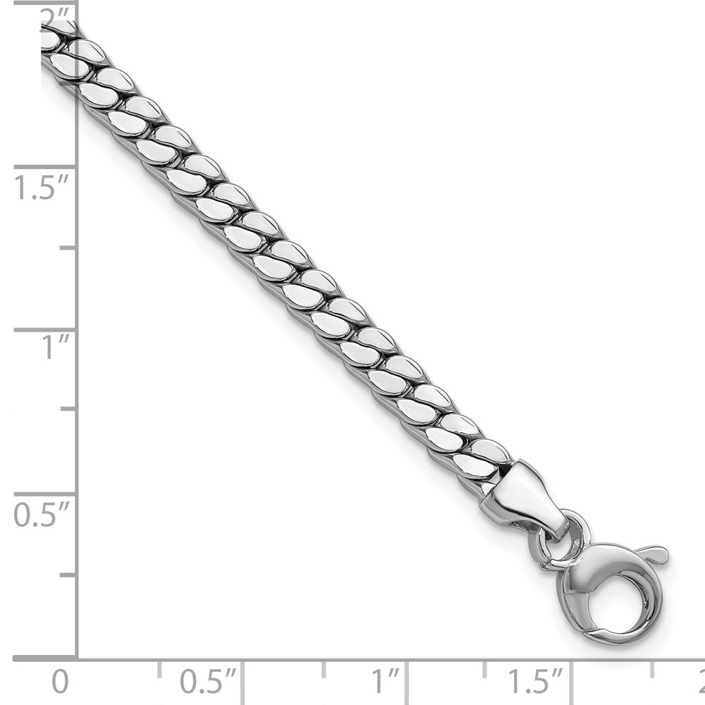 14K White Gold Polished Fancy Curb Link Bracelet 7.75  inches