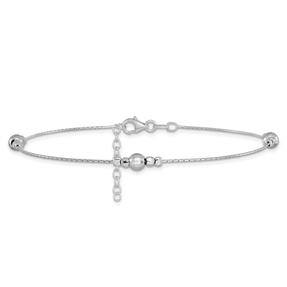Sterling Silver RH-plated Polished w/1in ext. Anklet