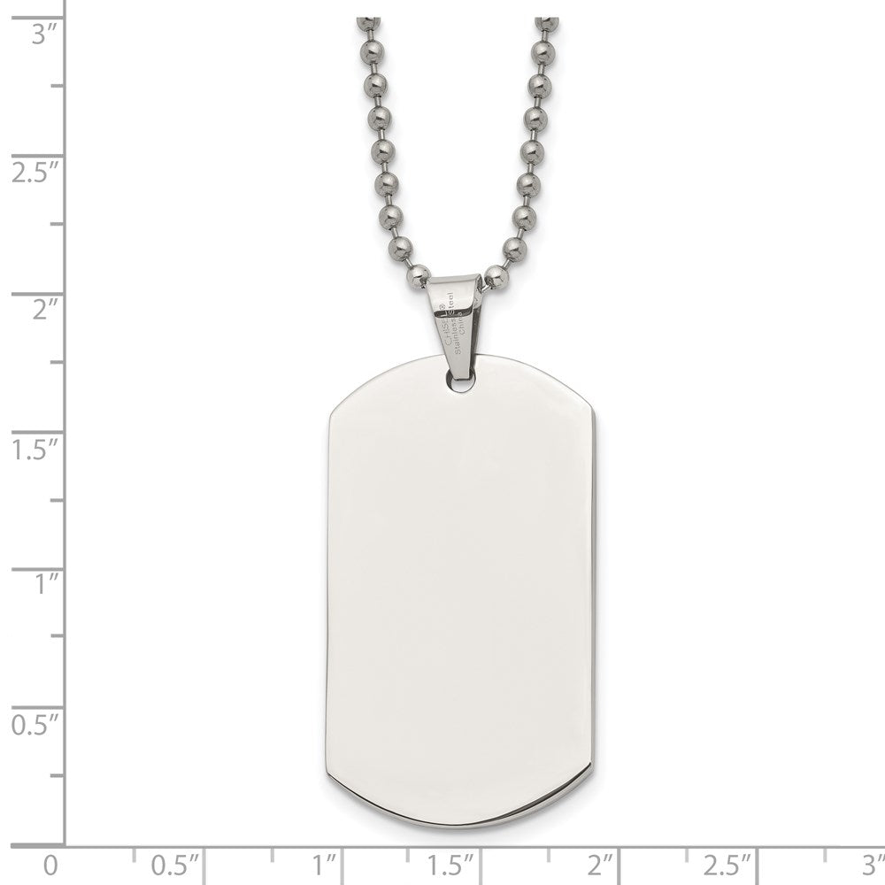 Stainless Steel Polished Dog Tag 24in Necklace