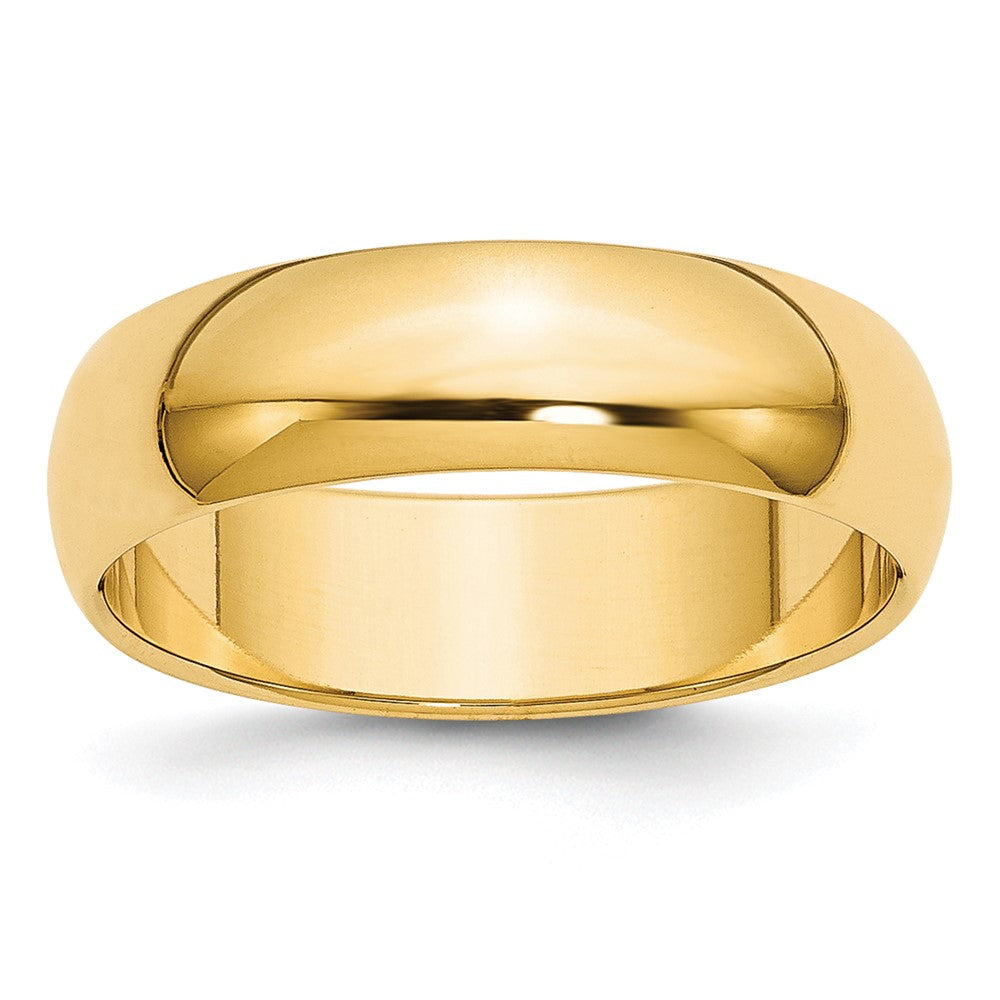 10k Yellow Gold 6mm Half Round Wedding Band Size 12.5