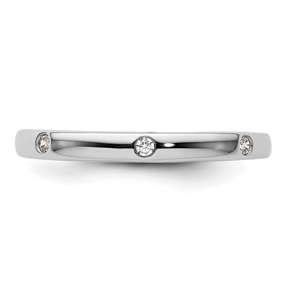 14k White Gold Polished Size 8.5 Bezel-set 1/10 carat Diamond Complete Eternity Band