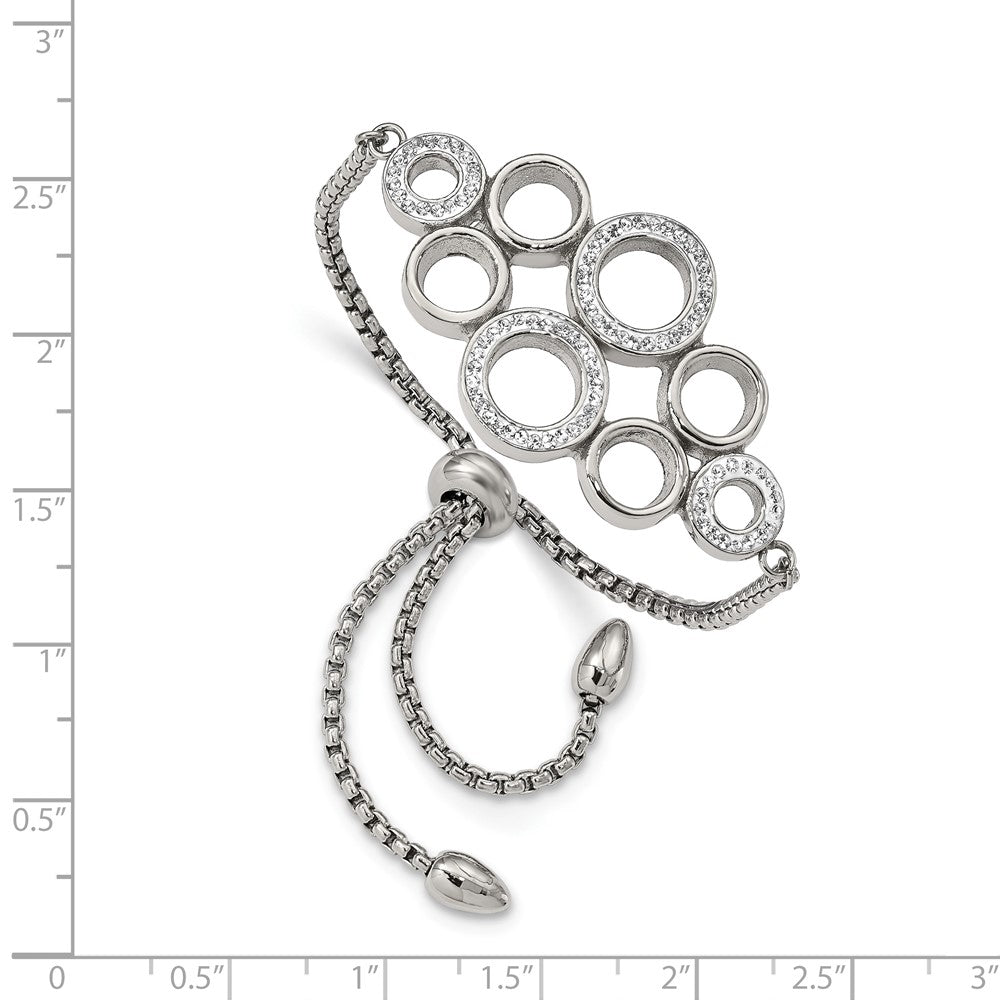 Stainless Steel Polished w/Preciosa Crystal Adjustable Bracelet