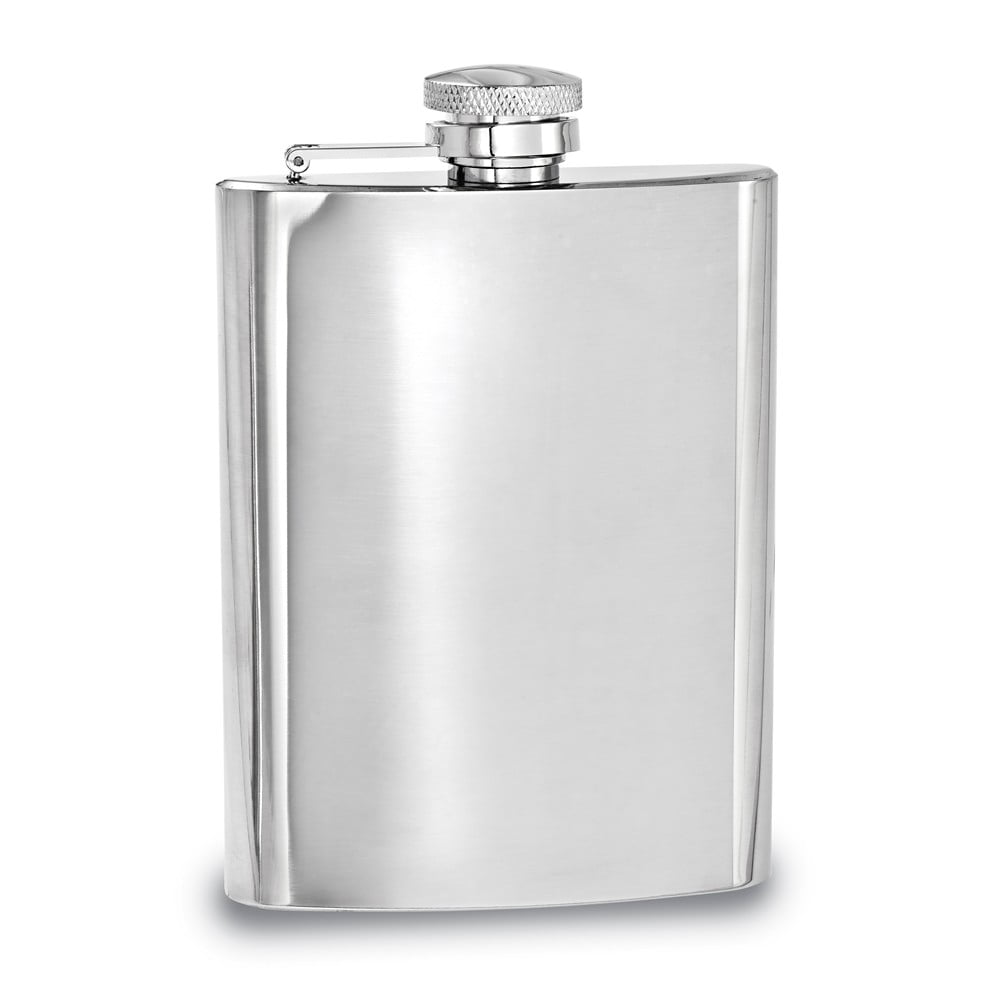Rebel Steel Polished Stainless Steel 7 ounce Hip Flask with Funnel Q-GL970