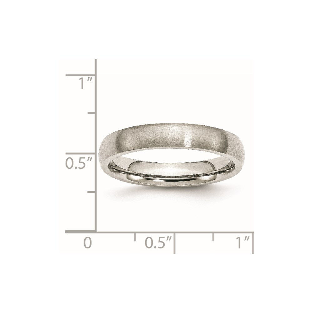 Stainless Steel Brushed 4mm Half Round Band Size - 12.5