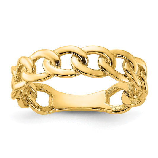 10ky Polished 5mm Curb Link Ring Size 7