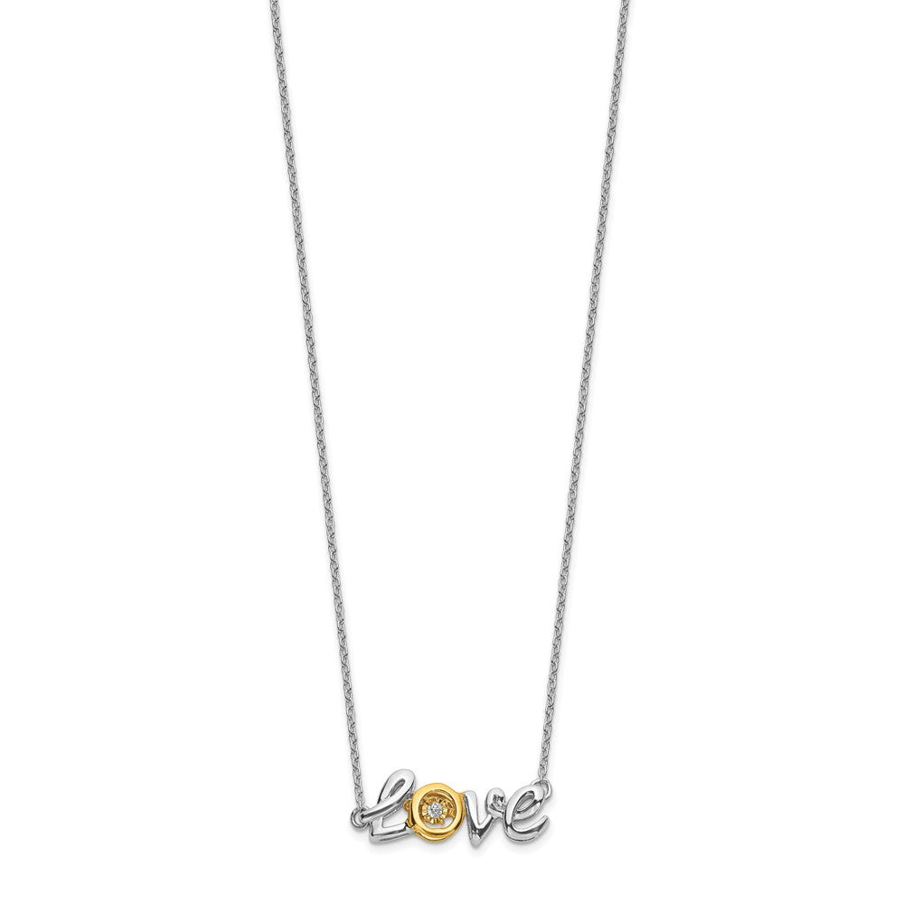 14k Two-tone LOVE Moving Diamond 18in Necklace