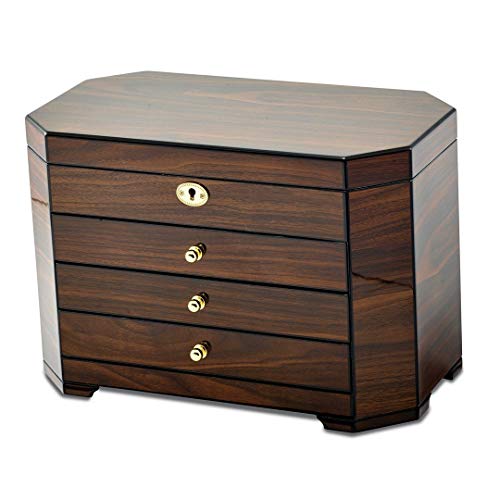 Walnut with Black Accents Jewelry Chest