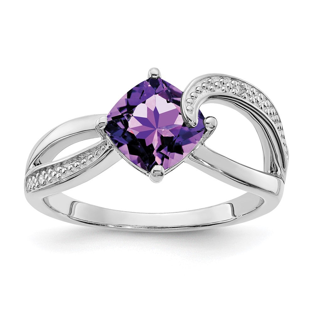 Sterling Silver ANC Amethyst & Diamond Ring