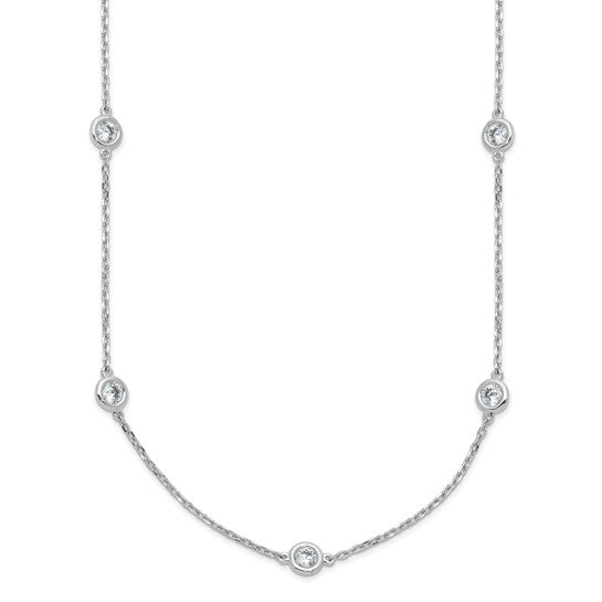 Sterling Shimmer Sterling Silver Rhodium-plated 3mm CZ 13 Stone 13 Station 20 inch Necklace 20 Inches