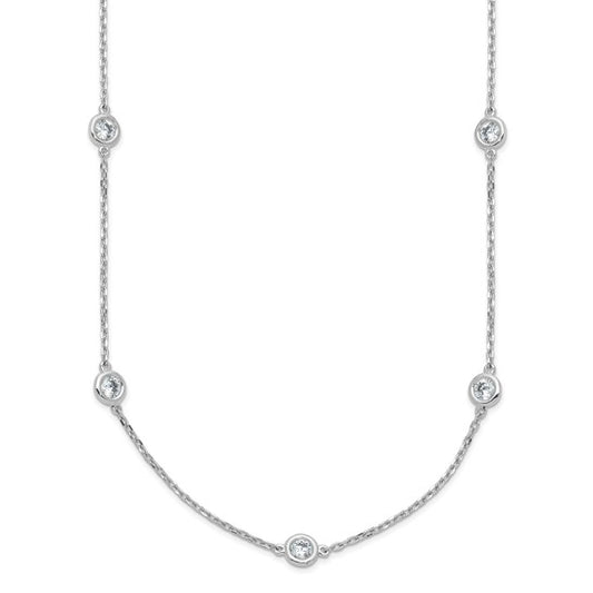 Sterling Shimmer Sterling Silver Rhodium-plated 3mm CZ 13 Stone 13 Station 20 inch Necklace 20 Inches