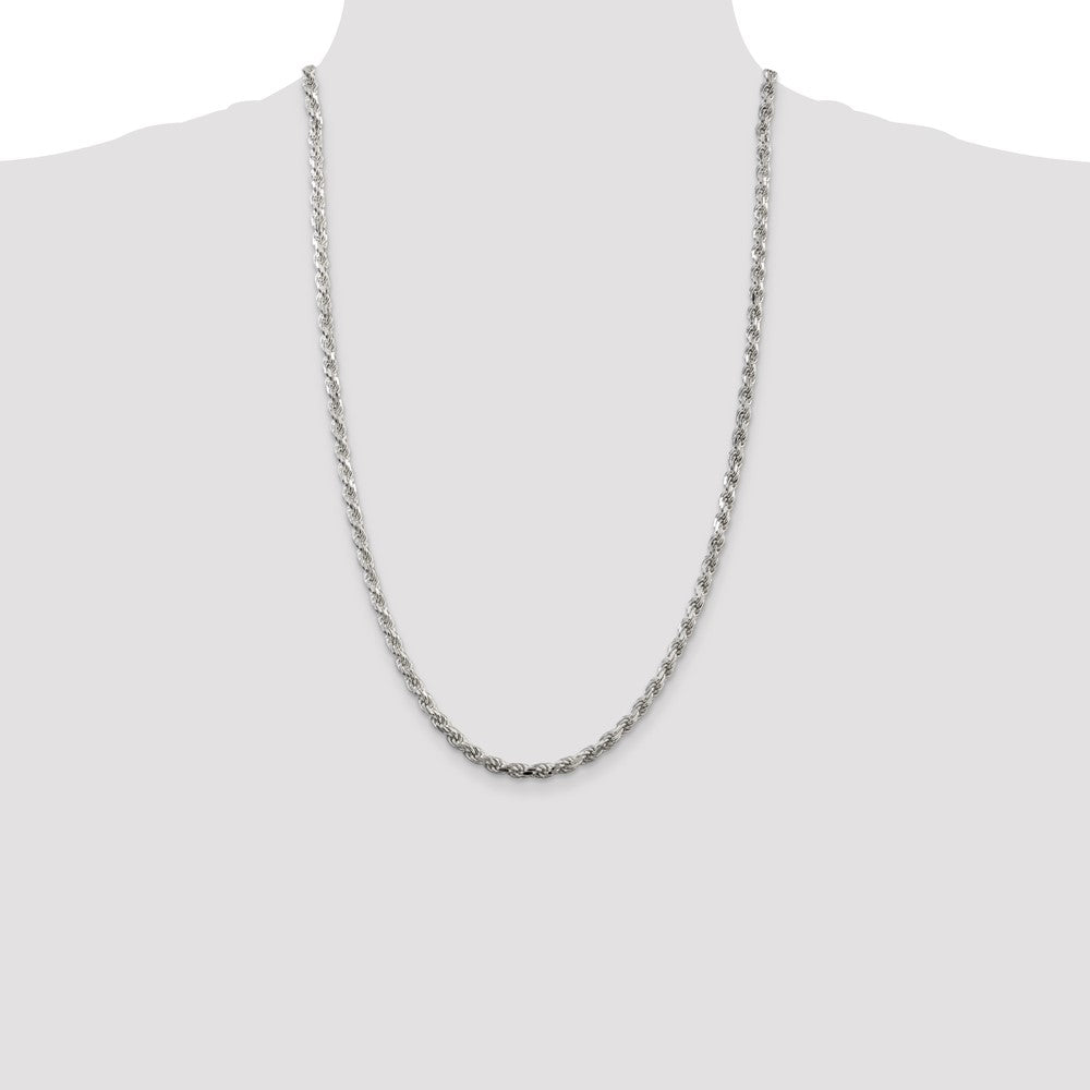 Sterling Silver 4.25mm Diamond-cut Rope Chain 26 Inches