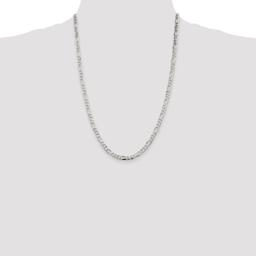 Sterling Silver 4.5mm Figaro Chain 24 Inches