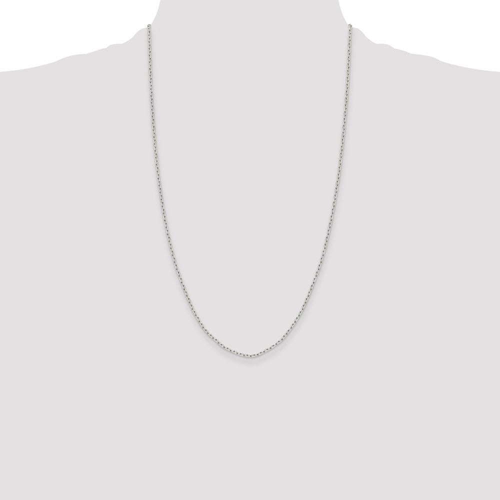 Sterling Silver 1.65mm Diamond-cut Long Link Cable Chain 26 Inches