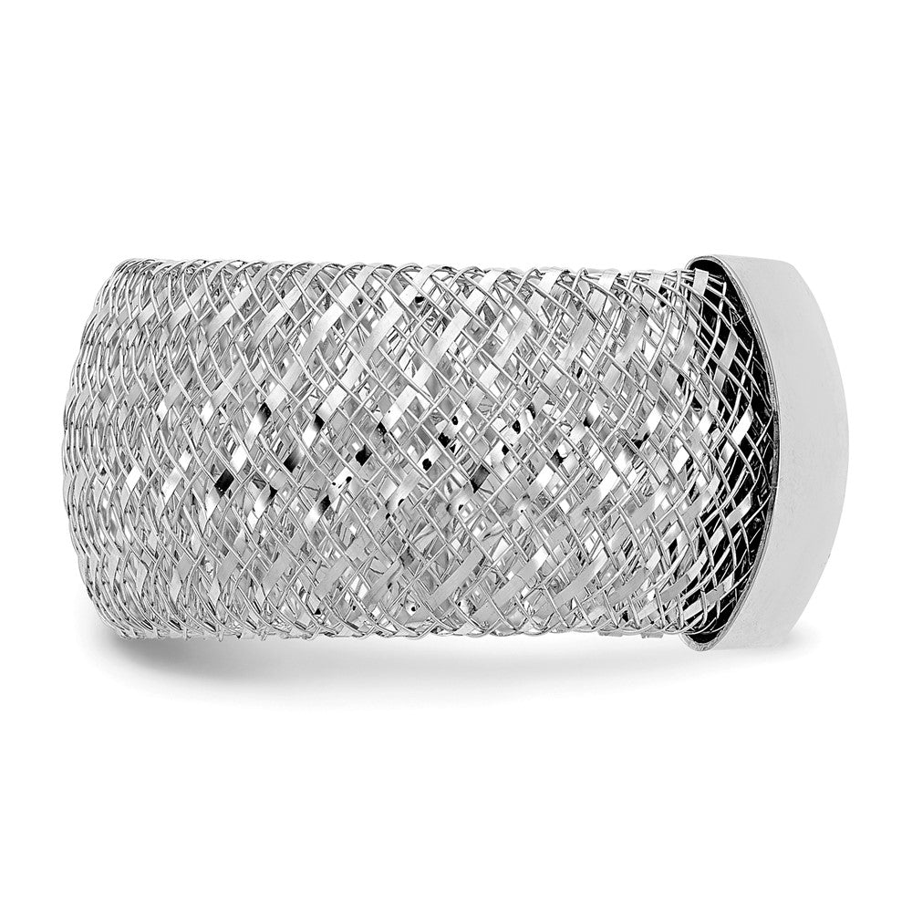 14K with White Rhodium Plating Stretch Ring