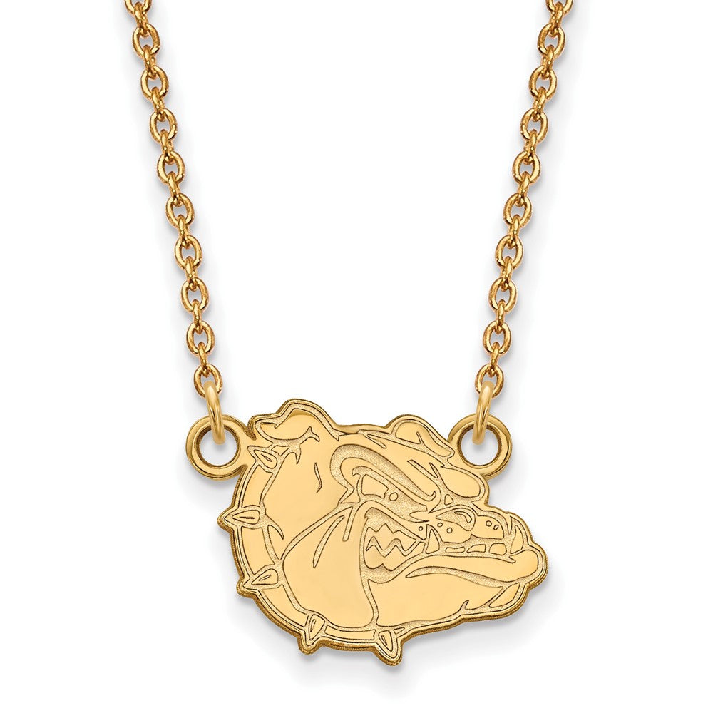 Sterling Silver Gold-plated LogoArt Gonzaga University Bulldog Small Pendant 18 inch Necklace