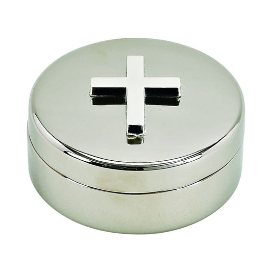 Round Plated Non-Tarnish Nickel Cross Rosary Box