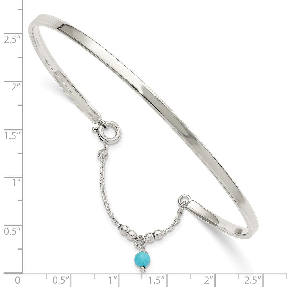 Sterling Silver Turquoise Bead Bangle Anklet 9 inches