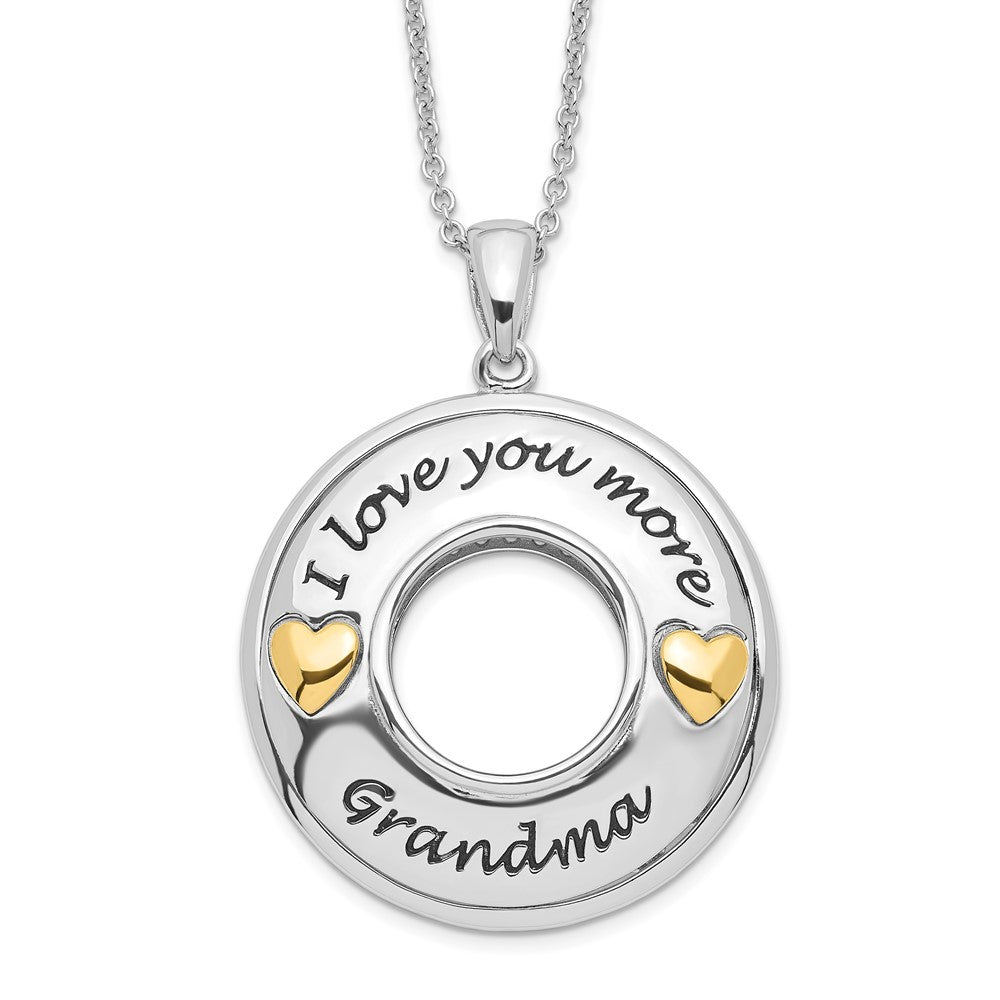 Sentimental Expressions Sterling Silver Gold-plated Antique CZ I Love You More Grandma 18in Necklace 18 Inches