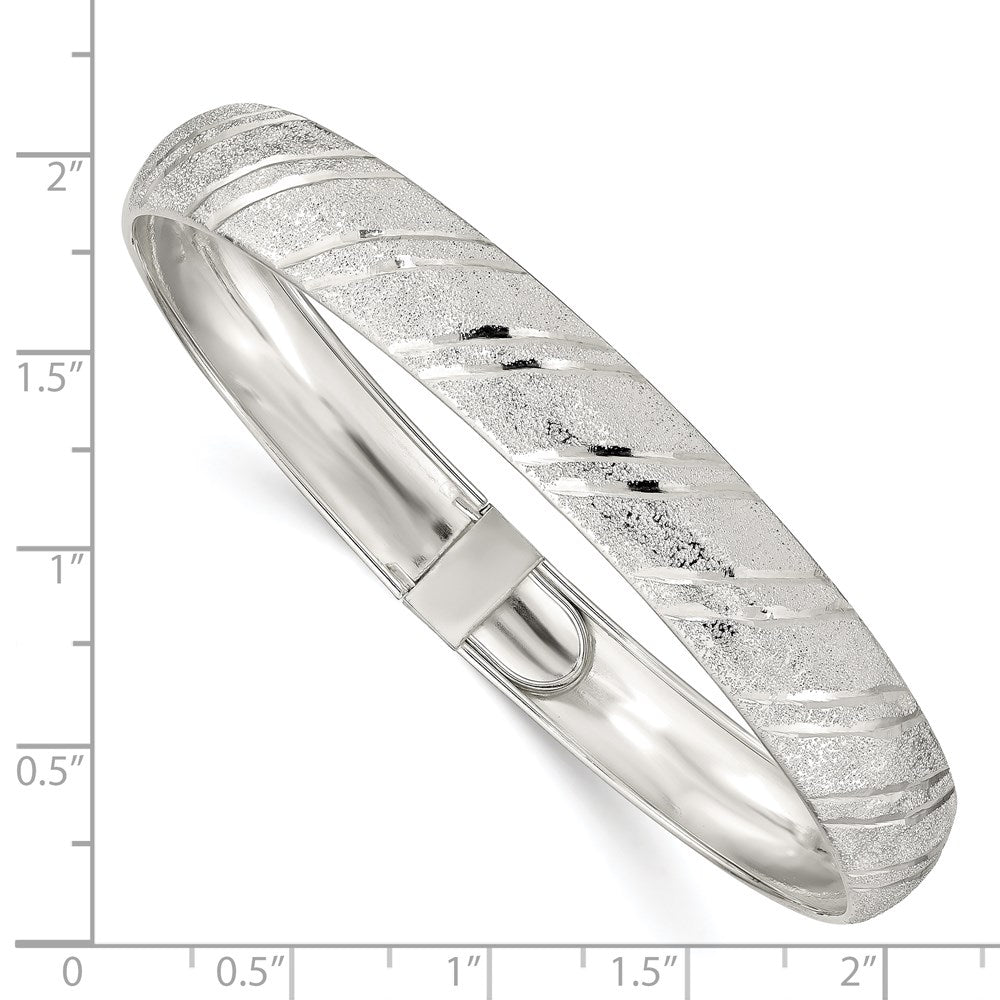 Sterling Silver 10.5mm Polished D/C Flexible Bangle 8 inches