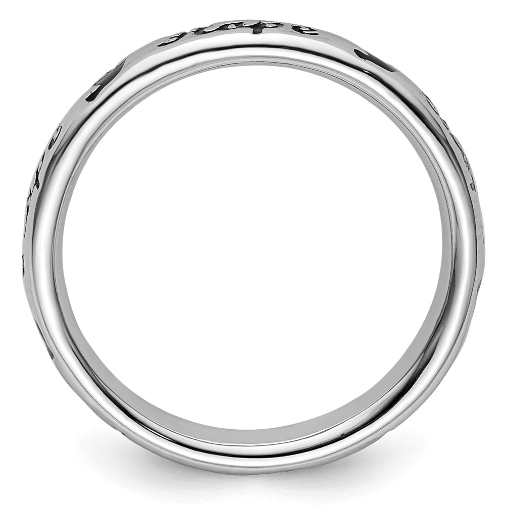 Sterling Silver Stackable Expressions Black Enamel Hope Ring Size -10