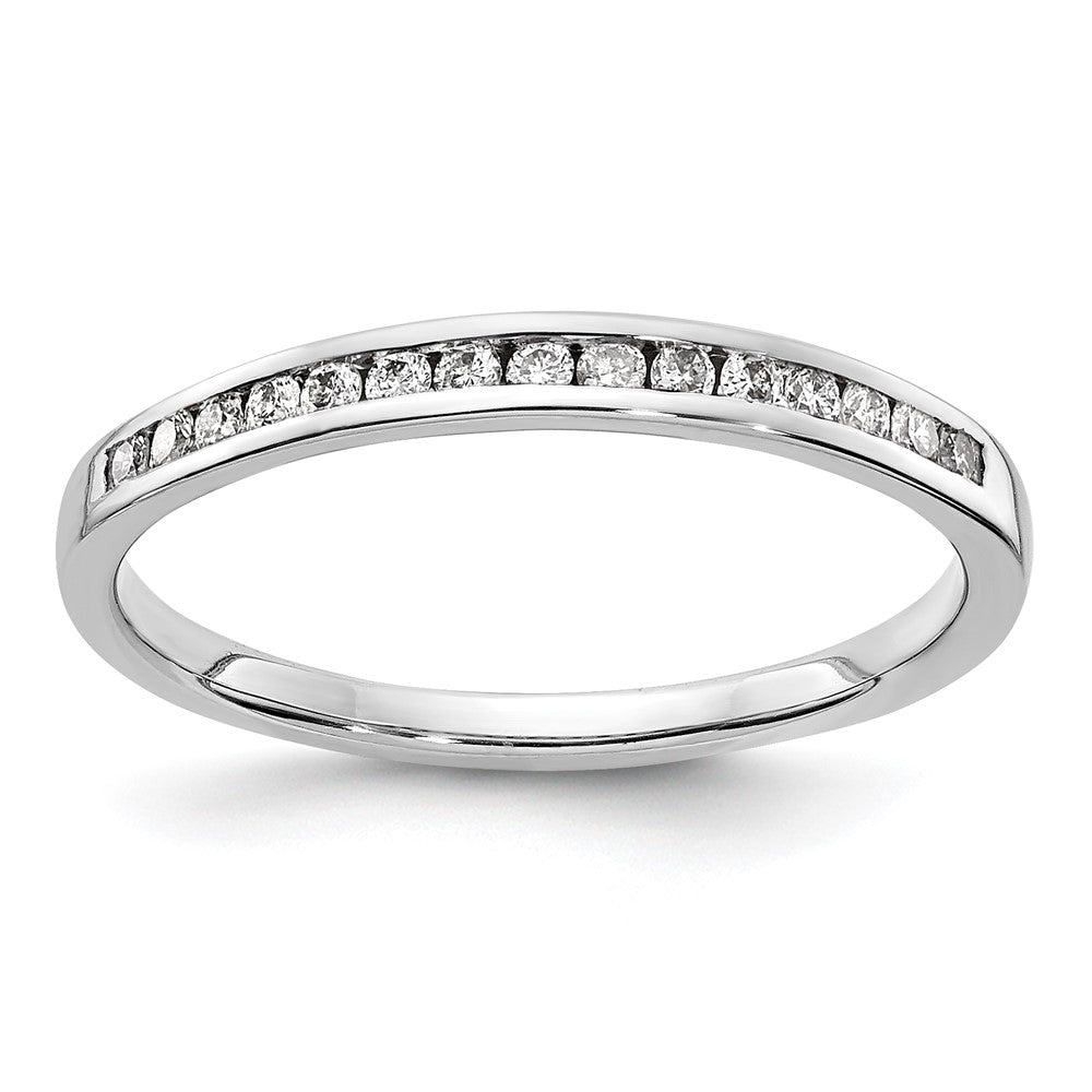 10K White Gold Diamond Channel Band Size 6.75