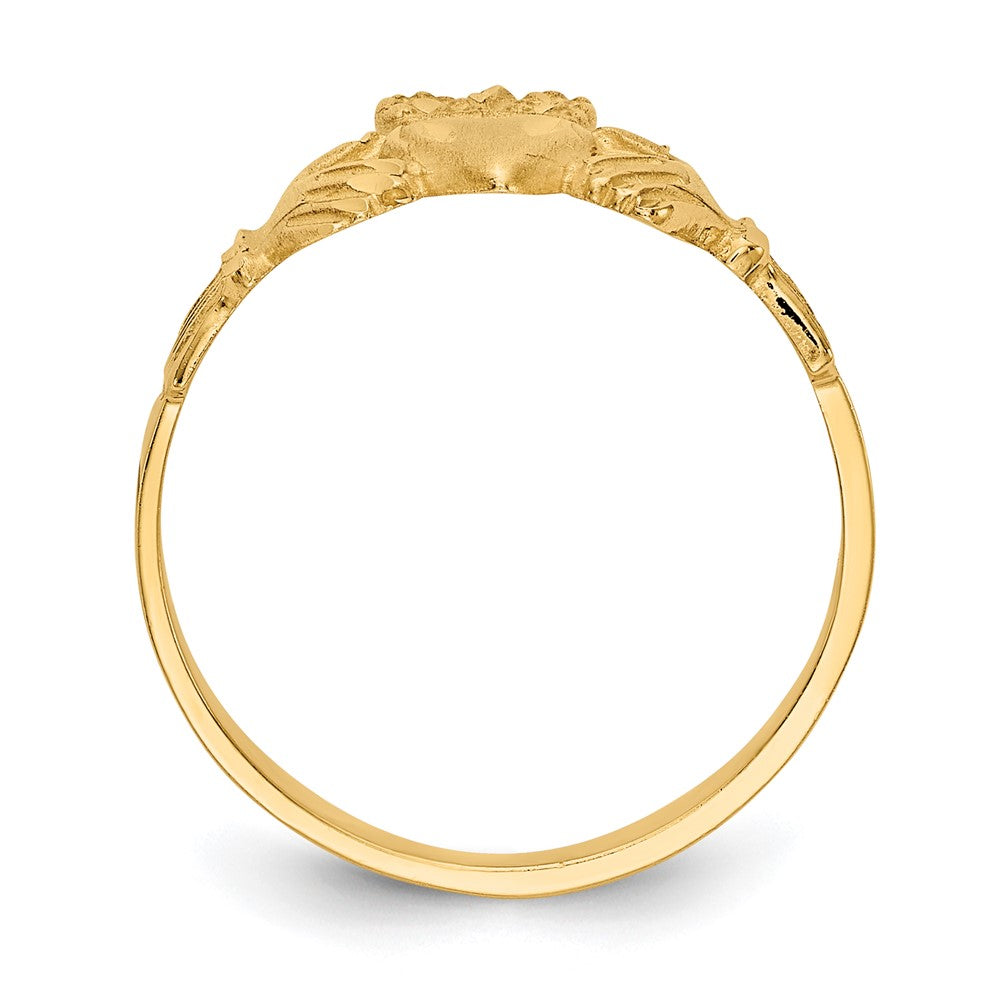 14K Satin and Diamond-cut Claddagh Ring size 6