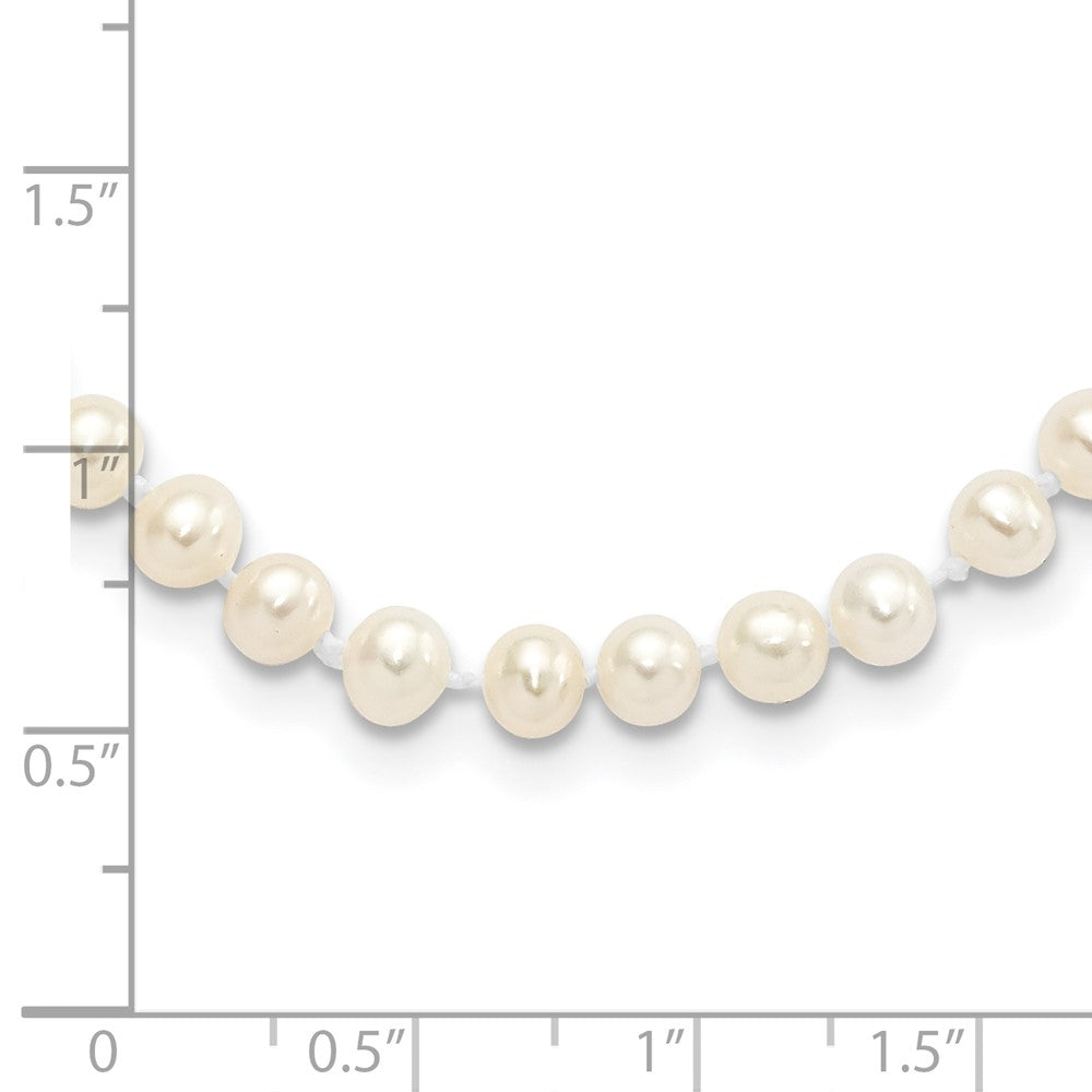 Sterling Silver Rhodium-plated 4-5mm White Near-Round Freshwater Cultured Pearl 16 inch Necklace 16 Inches