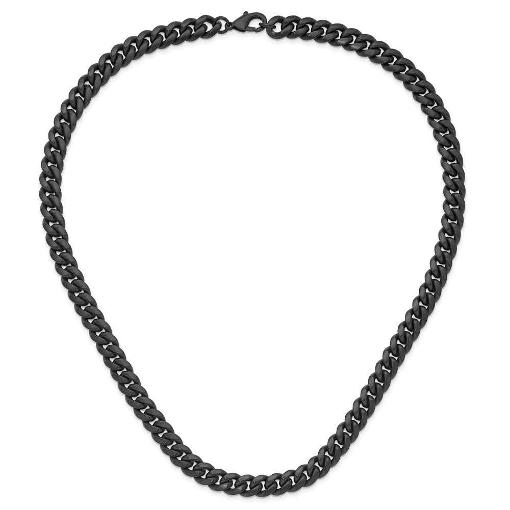 Stainless Steel Brushed Black IP-plated 10mm Curb 24in Necklace
