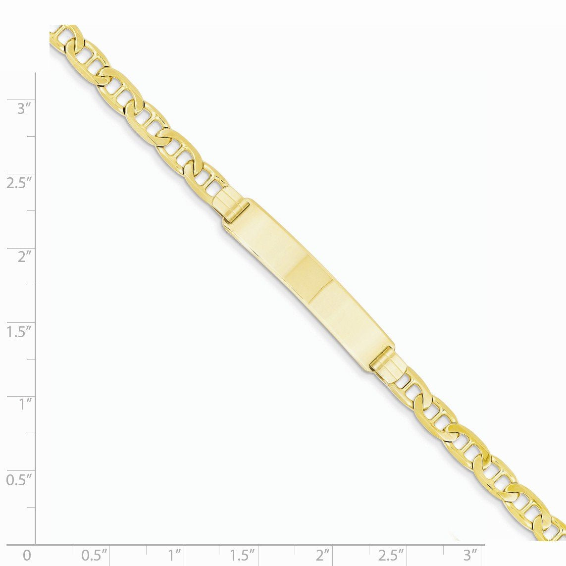 14k Polished Solid Chain/Solid Plate Anchor Link 34x7mm Plate 8 inch ID Bracelet