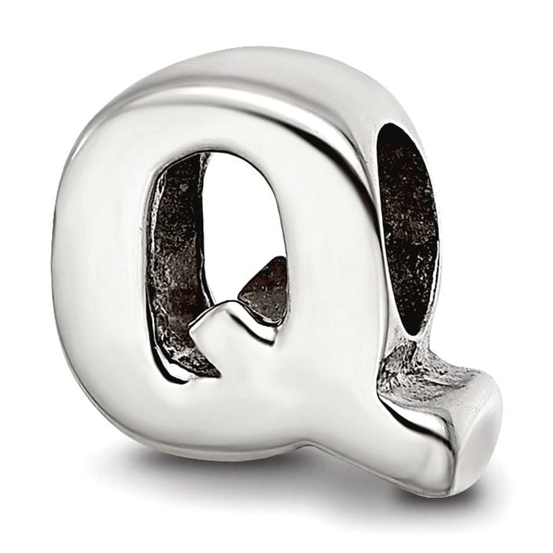 925 Sterling Silver Polished Reflections SimStars Letter Name Personalized Monogram Initial Q Bead Charm 8.18x7.27mm Wid