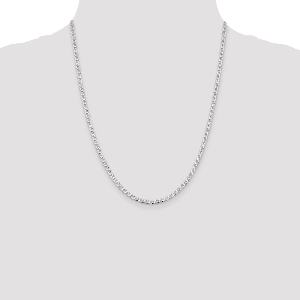 Sterling Silver 3.15mm D/C Flat Anchor Curb Chain 22 Inches