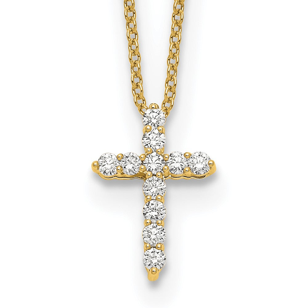 14k 1/4 carat Lab Grown Diamond VS/SI+ G+ 18 inch Cross Pendant Necklace