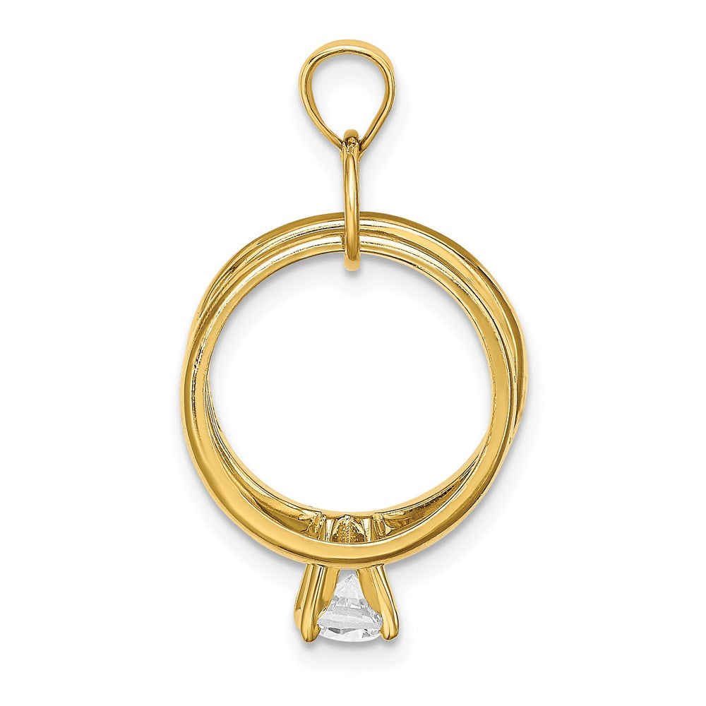 14k Large Wedding Rings w/CZ Charm