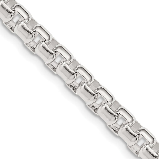 Sterling Silver 5.2mm Round Box Chain 26 Inches