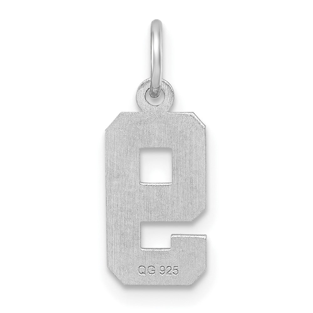 Sterling Silver Rhodium-plated Diamond-cut #9 Charm