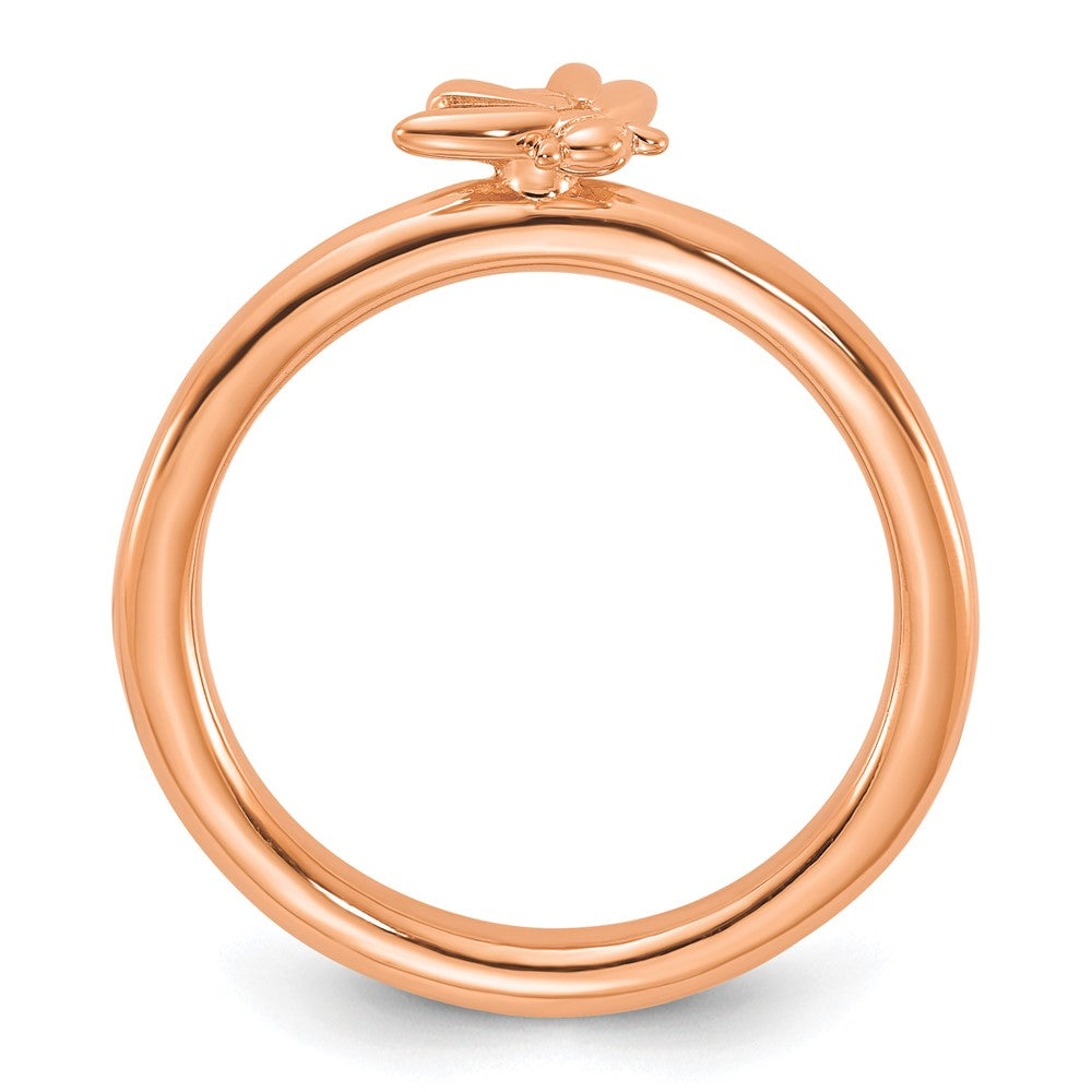 Sterling Silver Stackable Expressions Rose Gold-plated Bee Ring Size -6