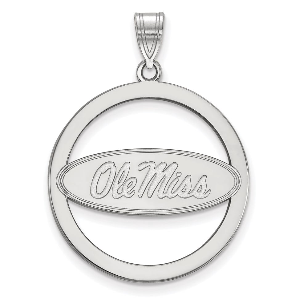 Sterling Silver Rhodium-plated LogoArt University of Mississippi Ole Miss Extra Large Circle Pendant QSS034UMS