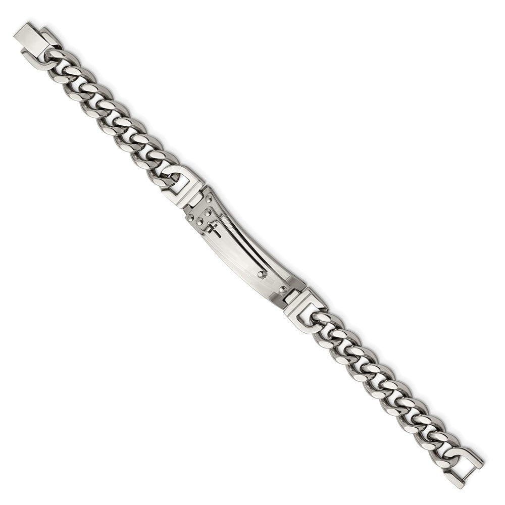 Stainless Steel Polished Cross 8.25in ID Bracelet 8.25 inches