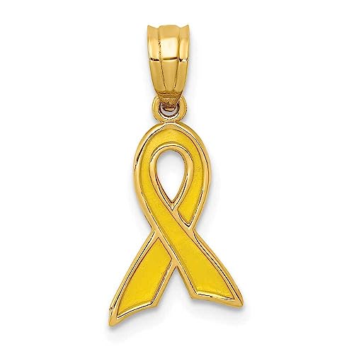 14k Small Yellow Enameled Awareness Ribbon Charm