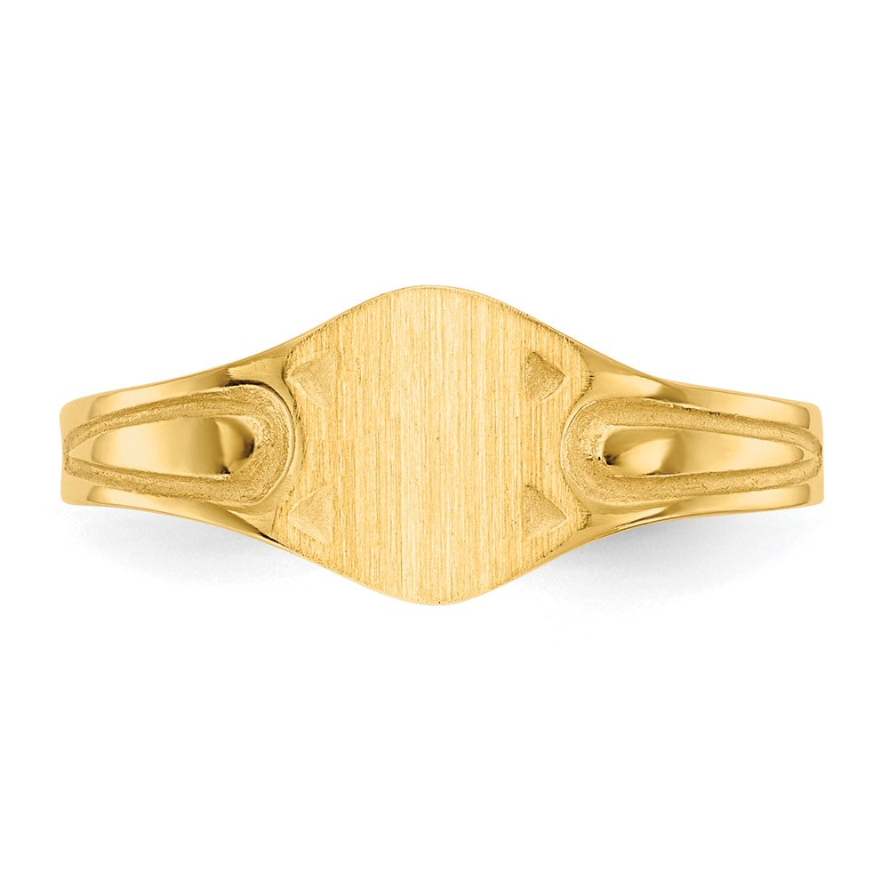 14k 6.5x4.0mm Closed Back Children's Signet Ring size 4.5