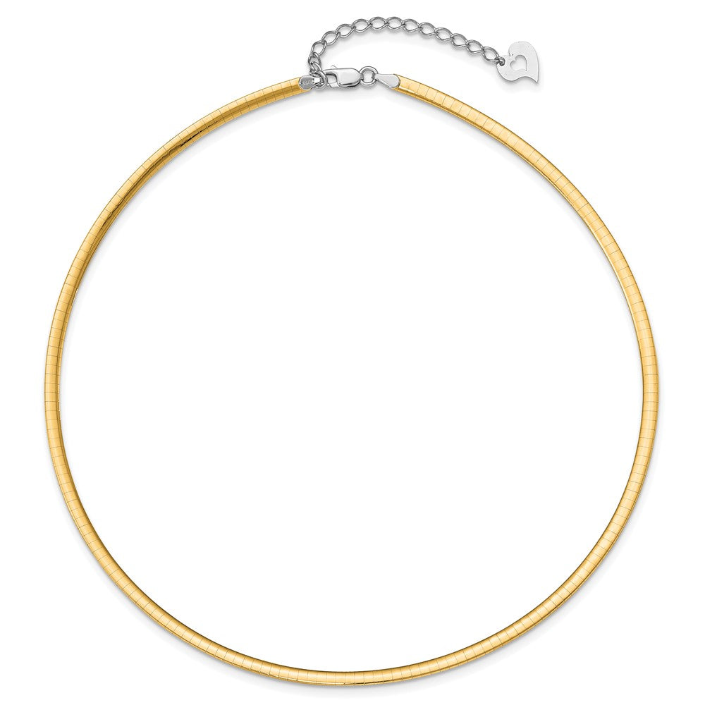 Sterling Silver Gold-pltd 3mm Reversible w/2in ext Cubetto Chain 16 Inches