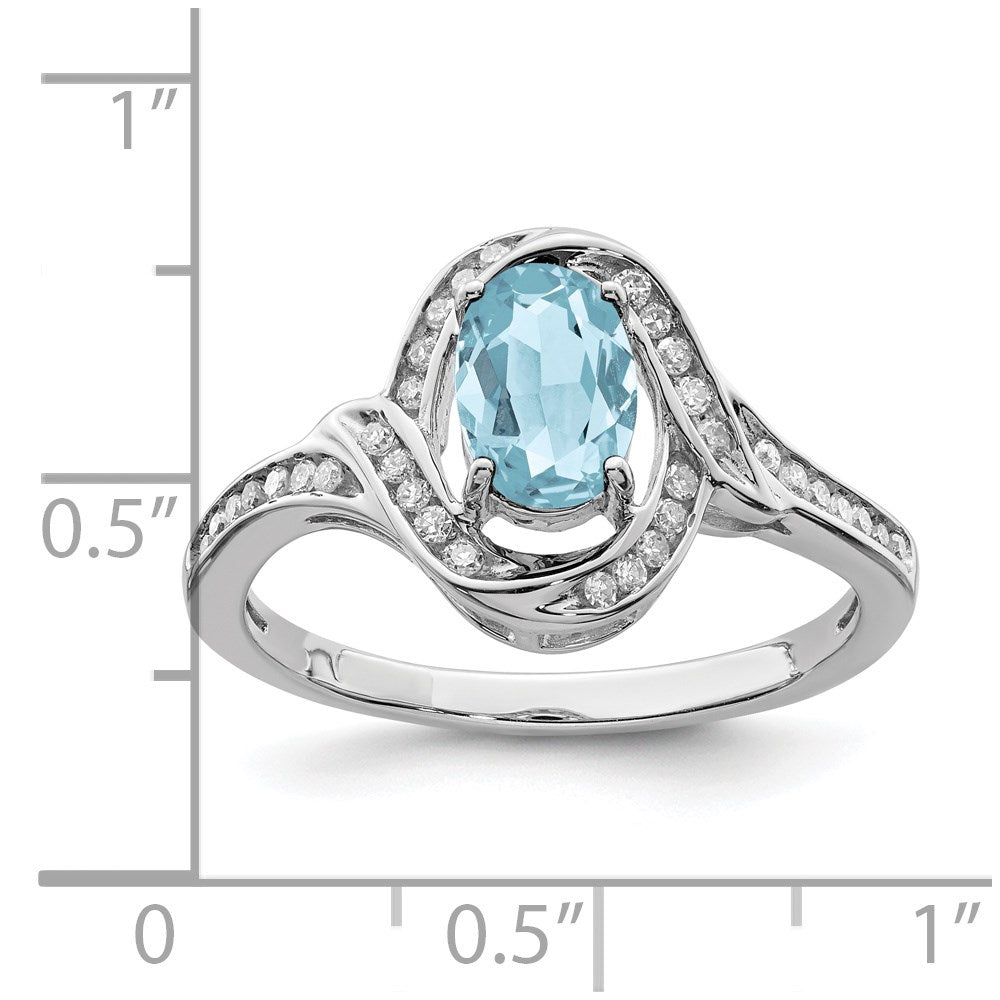 Sterling Silver Rhodium Diam. & Sky Blue Topaz Ring