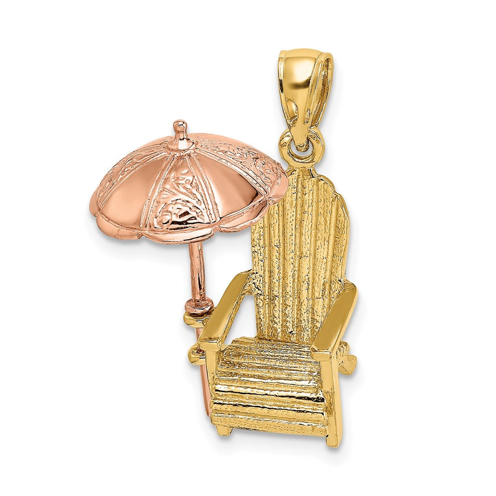 14K Rose and Yellow Gold 3-D Beach Chair w/Umbrella Charm