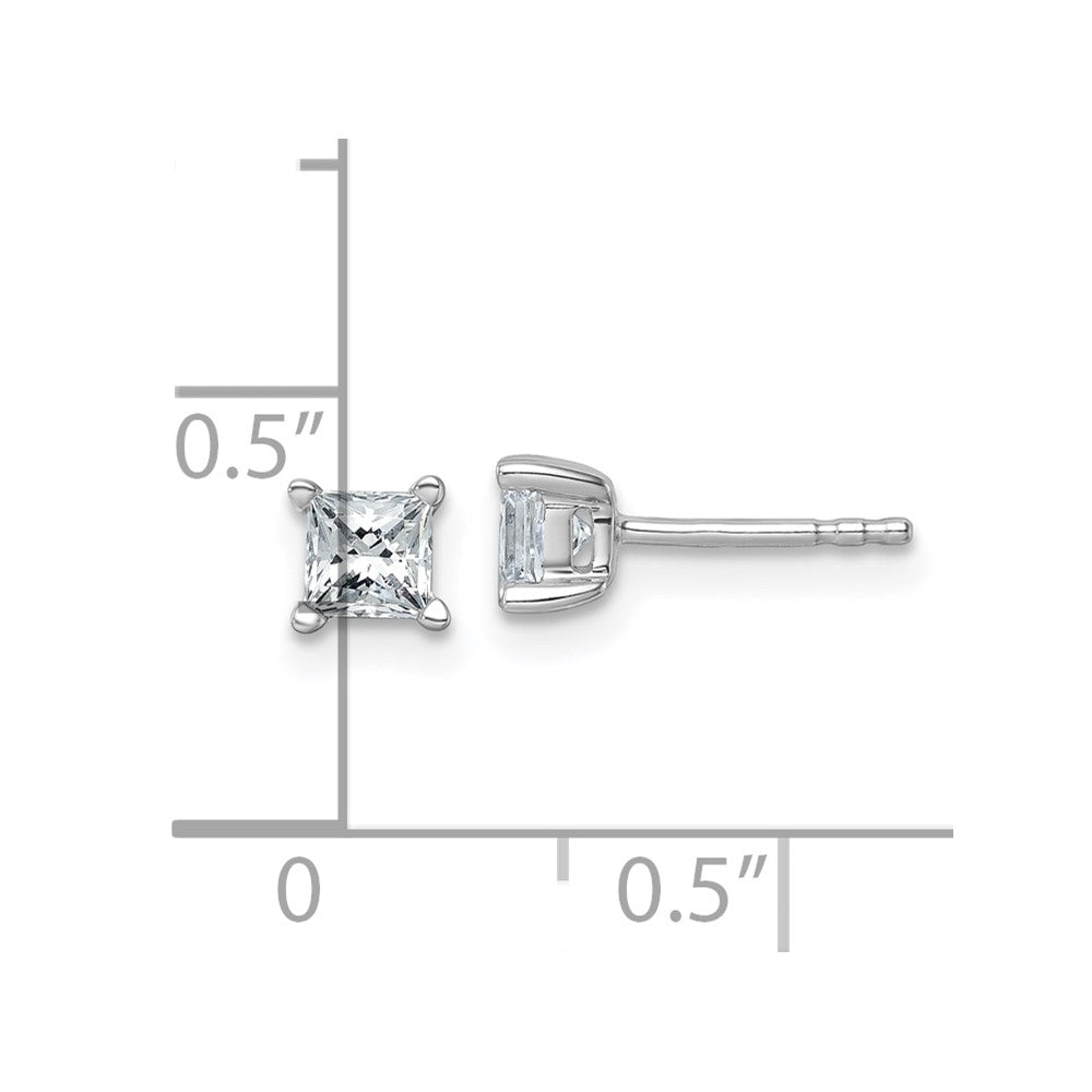 14k White Gold 3/4 ctw Lab Grown Diamond VS+ F+ Princess 4 Prong Heavy Wt. Stud Earrings